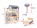 Drewniany domek dla lalek MDF 3 piętrowy z akcesoriami 78 cm LED