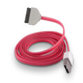 Płaski kabel silikonowy USB do Apple iPhone 3 / 4 różowy