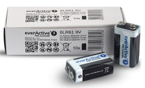 Baterie alkaliczne everActive Pro 6LR61 / 6LF22 9V - 30 sztuk