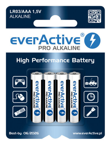 Baterie alkaliczne everActive Pro Alkaline LR03 AAA - 20 sztuk