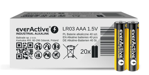 Baterie alkaliczne everActive Industrial LR03 / AAA 120 sztuk