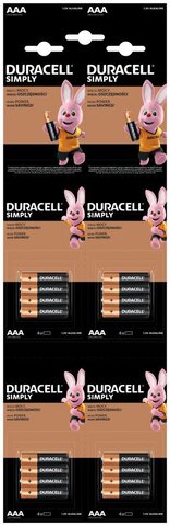 Baterie alkaliczne Duracell Basic LR03 AAA 16 sztuk (4x4) 