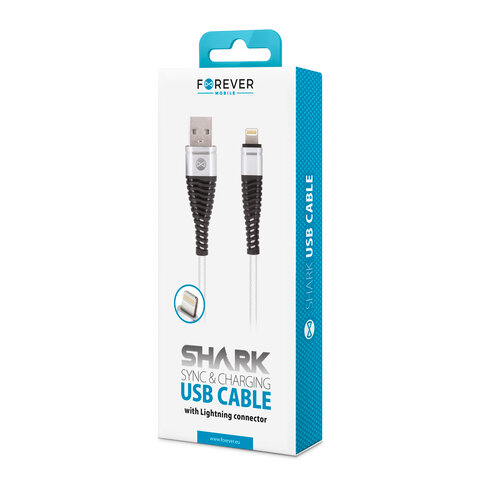 Forever kabel Shark USB - Lightning 1,0 m 2A biały