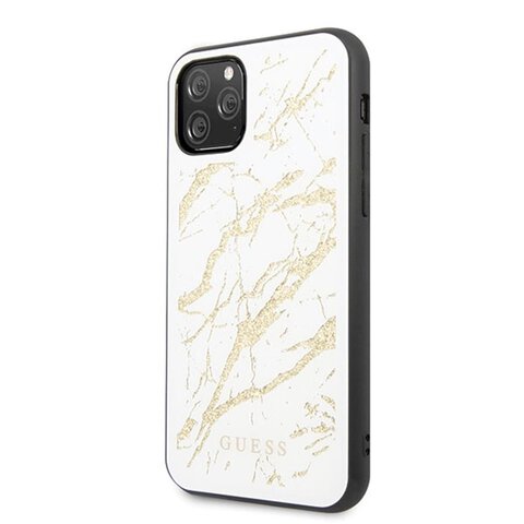 Guess nakładka do iPhone 11 Pro Max GUHCN65MGGWH białe hard case Gold Glitter Marble