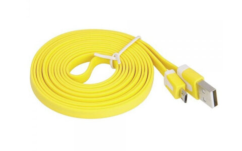 Kabel micro USB płaski 2M - żółty