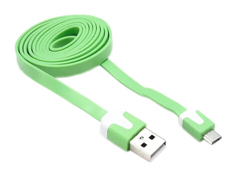 Kabel micro USB płaski 1M - zielony