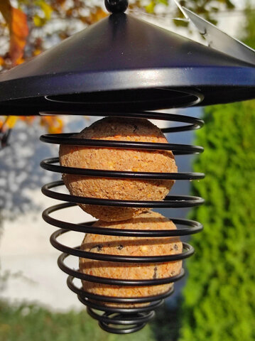 Karmnik spiralny metalowy z 3 kulami tłuszczowymi dla ptaków 