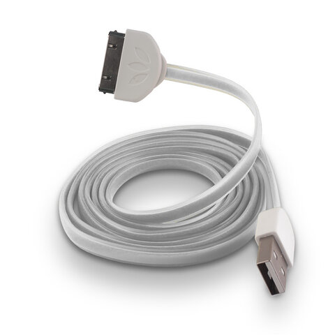 Płaski kabel silikonowy USB do Apple iPhone 3 / 4 biały