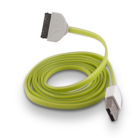 Płaski kabel USB + etui Sligo + szklana folia Tempered Glass do iPhone 4 ZESTAW ZIELONY