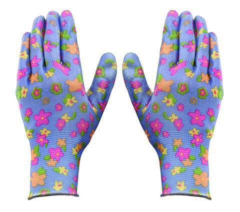 Rękawiczki Floris w kwiatki z nitrylem rozmiar 8 BL niebieskie