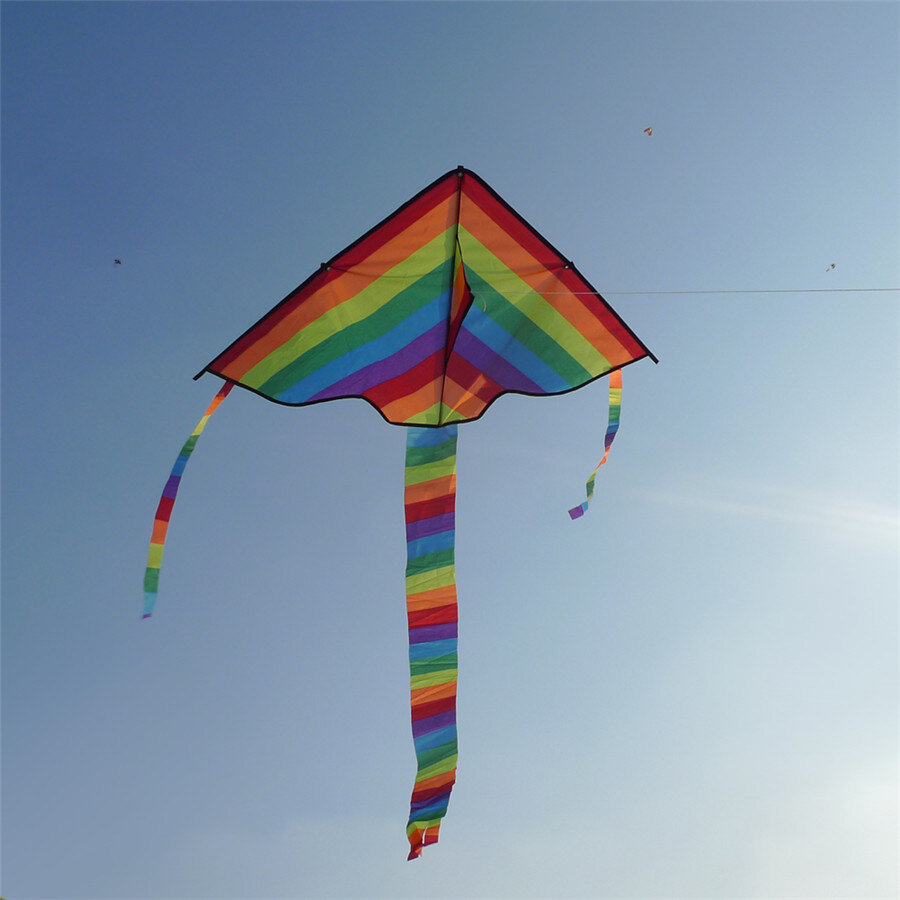 Latawiec duży dla dzieci trójkątny tęcza - lot