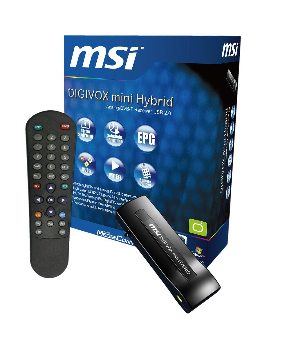 Hybrid tv stick. Купить мини ТВ тюнер. Фото MSI DIGIVOX A/D IV Black.