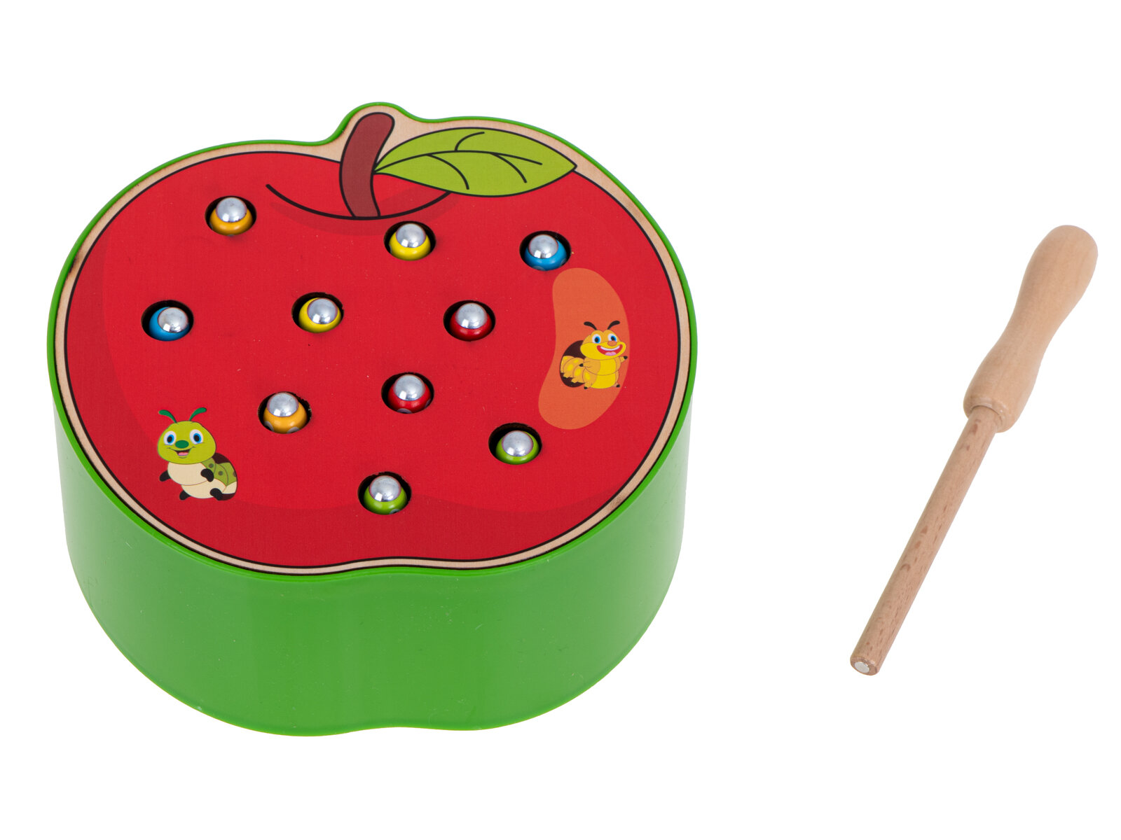 Gra jabłuszko drewniane z gąsienicami i różdżką magnetyczną - sklep  internetowy Seltrade