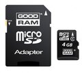 Karta pamięci Goodram microSDHC 4GB z adapterem SD + opakowanie na SD i MicroSD
