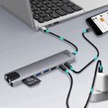 Adapter 8w1 Media-Tech MT5046 Hub USB-C to USB 3.0 + USB 2.0 + HDMI + USB-C + USB-C PD + microSD, SD + RJ45