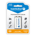 Akumulatorek 6F22/9V everActive Li-ion 550 mAh Professional +Lithium + micro USB