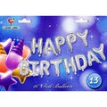 Zestaw balonów foliowych napis Happy Birthday srebrny
