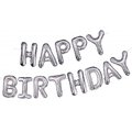 Zestaw balonów foliowych napis Happy Birthday srebrny