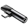 BASEUS adapter 2w1 Typ C (męski) do Jack 3,5mm (żeński) + Typ C (żeński) CATL41-01 czarny