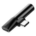 BASEUS adapter 2w1 Typ C (męski) do Jack 3,5mm (żeński) + Typ C (żeński) CATL41-01 czarny