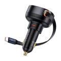 BASEUS adowarka samochodowa Typ C + zwijany kabel Typ C PD3.0 QC4.0 3A 60W CCTXP-CCL / C00057802111-01 czarna