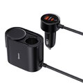 BASEUS adowarka samochodowa USB A + Typ C + 2 x gniazdo zapaliniczki PD 5A 30W C00455300121-00 czarna