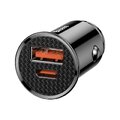 BASEUS adowarka samochodowa USB A + Typ C PD3.0 QC4.0 5A 30W CCALL-YS01 czarna