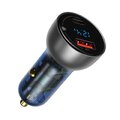 BASEUS adowarka samochodowa USB A + Typ C z wywietlaczem PD3.0 QC4.0 5A 65W CCKX-C0G/VCKX65C szara