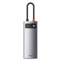 BASEUS HUB adapter przejściówka 6w1 Metal Gleam Typ C CAHUB-CW0G szary