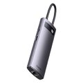 BASEUS HUB adapter przejściówka 6w1 Typ C na 3x USB3.0 / PD / HDMI 4K 60Hz / RJ45 szary WKWG080013/BS-OH100