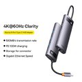 BASEUS HUB adapter przejściówka 6w1 Typ C na 3x USB3.0 / PD / HDMI 4K 60Hz / RJ45 szary WKWG080013/BS-OH100