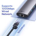 BASEUS HUB adapter przejściówka 6w1 Typ C na 3x USB3.0 / PD / HDMI 4K 60Hz / RJ45 szary WKWG080013/BS-OH100