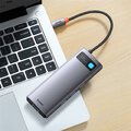 BASEUS HUB adapter przejściówka 7w1 Typ C na 3x USB3.0 / PD / 2x HDMI / RJ45 szary WKWG040113/BS-OH044