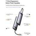 BASEUS HUB adapter przejściówka 7w1 Typ C na 3x USB3.0 / PD / 2x HDMI / RJ45 szary WKWG040113/BS-OH044