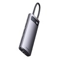 BASEUS HUB adapter przejściówka 7w1 Typ C na 3x USB3.0 / PD / 2x HDMI / RJ45 szary WKWG040113/BS-OH044