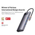 BASEUS HUB adapter przejściówka 7w1 Typ C na 3x USB3.0 / PD / 2x HDMI / RJ45 szary WKWG040113/BS-OH044