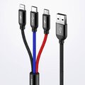 BASEUS kabel 3w1 USB A do Micro USB / Lightning / Typ C 3,5A CAMLT-BSY01 0,3 m czarny