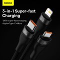 BASEUS Kabel USB 3w1 Flash Series USB-C micro USB Lightning 100W CASS030001 1.2m czarny