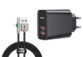 Baseus ładowarka sieciowa QC3.0 BS-EU906 CCFS-E01 Quick Charge + kabel USB-C Typ-C kątowy 100cm Iridescent CAT7C-B01