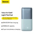 BASEUS powerbank 10 000 mAh + kabel USB A do Typ C PD QC3.0 3A 20W PPBD040103 niebieski