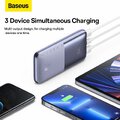 BASEUS powerbank 10 000 mAh + kabel USB A do Typ C PD QC3.0 3A 20W PPBD040205 fioletowy