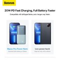 BASEUS powerbank 10 000 mAh + kabel USB A do Typ C PD QC3.0 3A 22,5W PPBD040003 niebieski