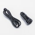 BLUE STAR adowarka samochodowa Typ C + USB A + kabel Typ C do Lightning PD QC3.0 AFC PPS 3A 25W czarna