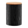  Ceramiczny pojemnik z pokrywką bambusową Ambition Tuvo 11 cm z wytłoczeniami czarny 1,11 L 