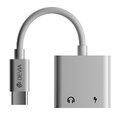 Devia adapter przejściówka EC610 USB-C - USB-C (port) + jack 3,5mm (port) biały