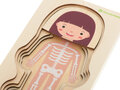Edukacyjne puzzle drewiane montessori budowa ciała dziewczynka 28 puzzli
