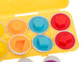 Edukacyjne puzzle klocki jajka w wytłaczance Montessori różne kształty i kolory 12 sztuk