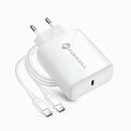 Forcell Ładowarka Sieciowa ze złączem USB typ C i kablem typ C - 3A 25W z funkcją ładowania PD i QC 4.0