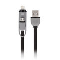 Forever kabel 2w1 USB - Lightning + microUSB 1,0 m 1,8A czarny silikonowy 
