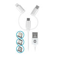 Forever kabel 3w1 USB - Lightning + USB -C + microUSB biały